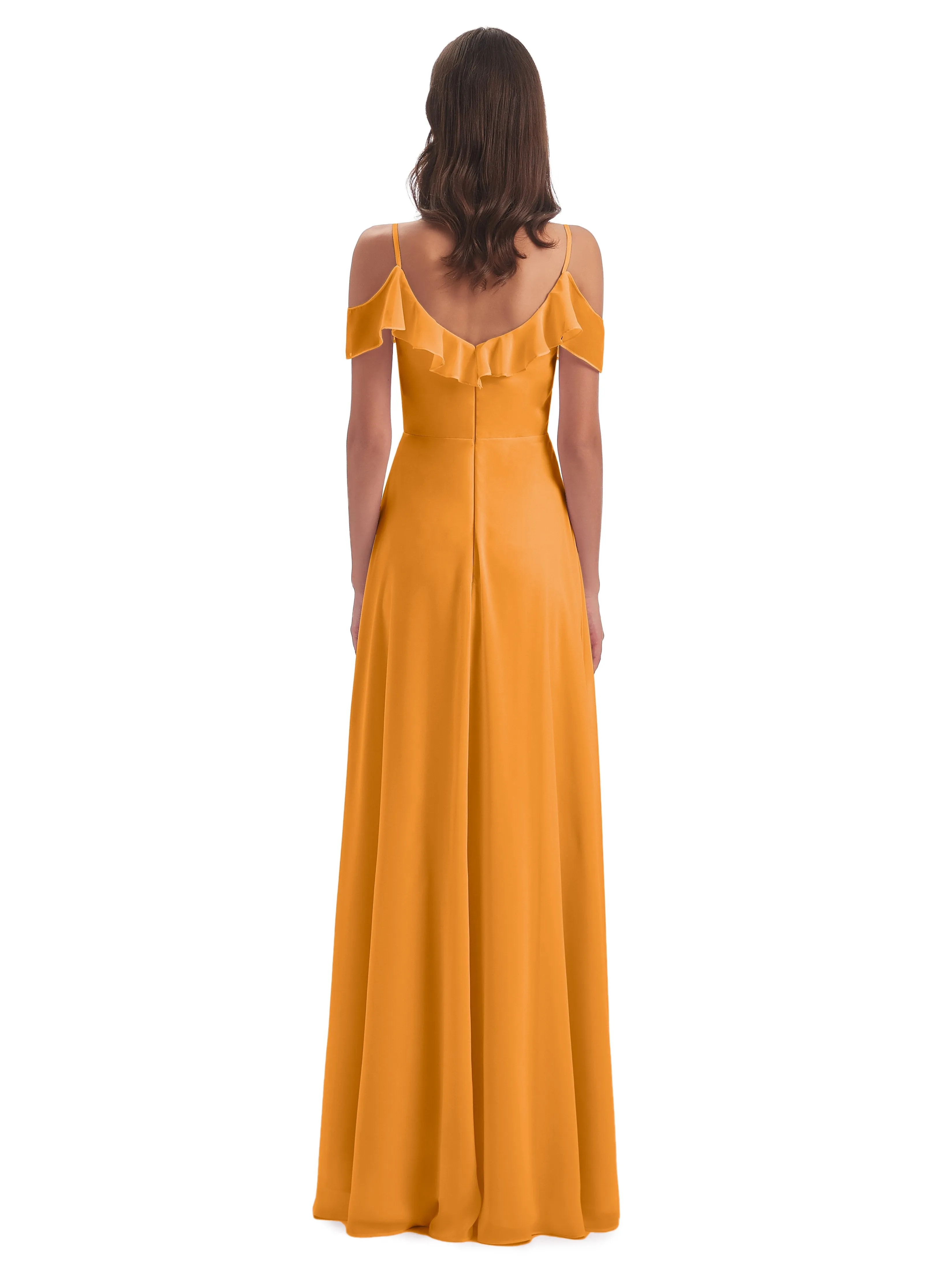 Myla Flowy Sheath-Column Long Chiffon Bridesmaid Dresses