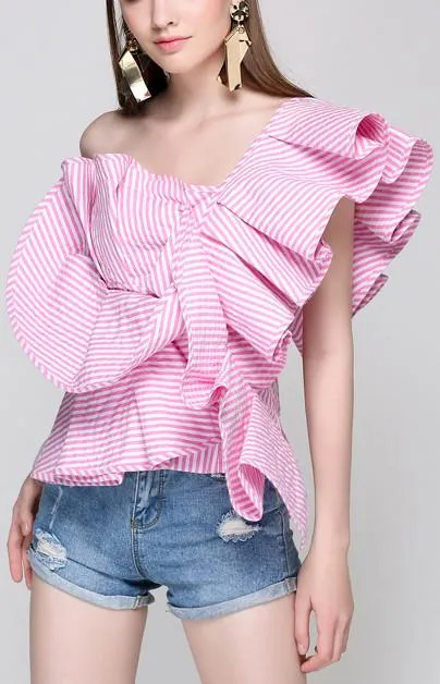 One-Shoulder Ruffled Top