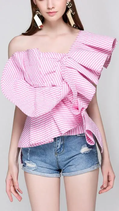 One-Shoulder Ruffled Top