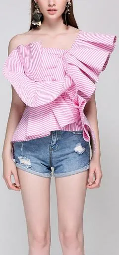 One-Shoulder Ruffled Top