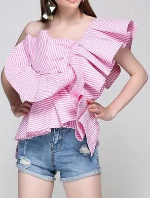 One-Shoulder Ruffled Top