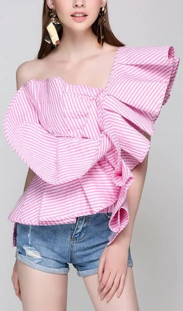 One-Shoulder Ruffled Top