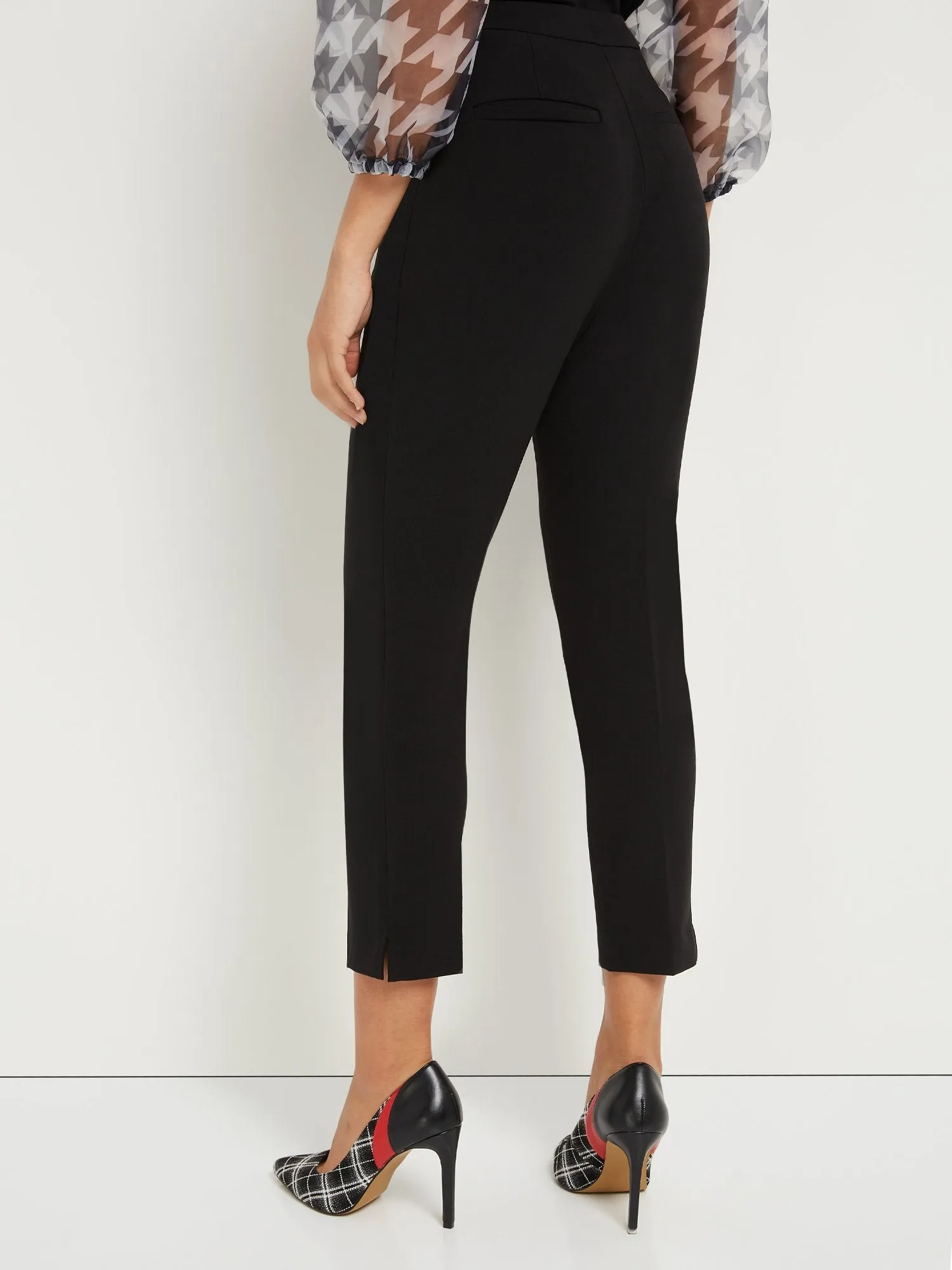 Petite Button-Waist Straight-Leg Ankle Pant - Essential Stretch