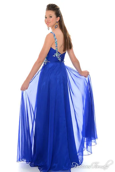 Precious Formals S53012 Size 0 ROYAL One Shoulder prom dress pageant Chiffon