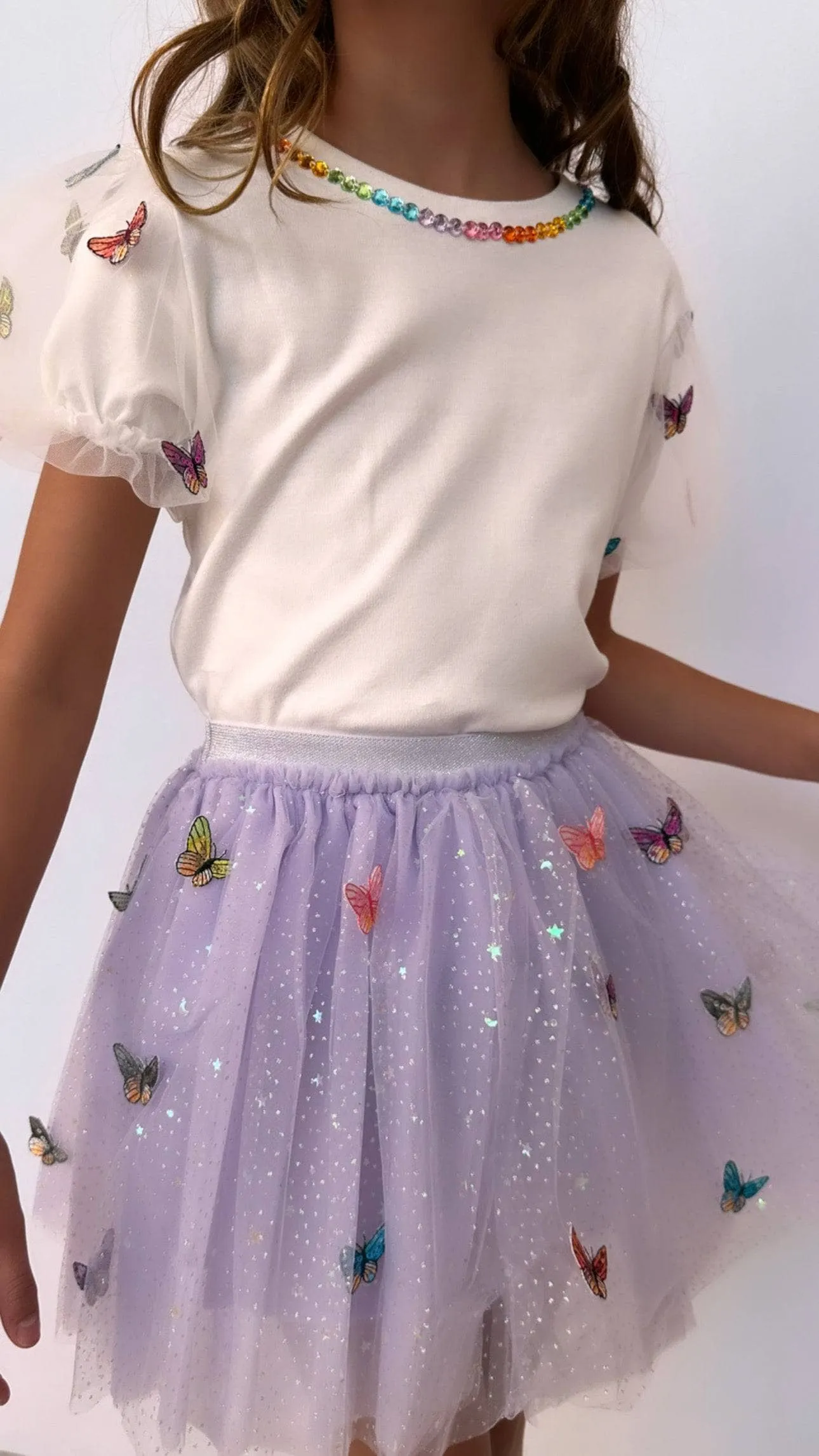 Rainbow Butterflies Tutu Skirt