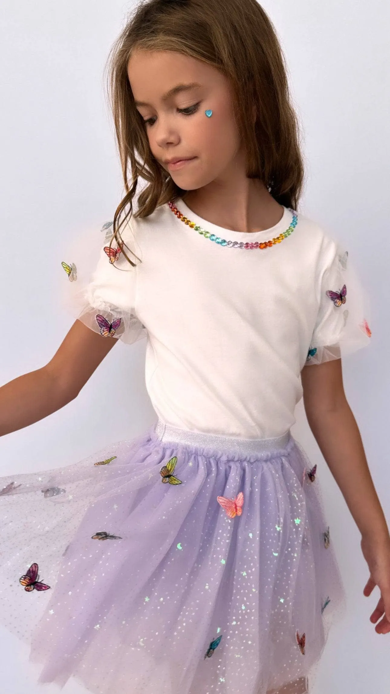 Rainbow Butterflies Tutu Skirt