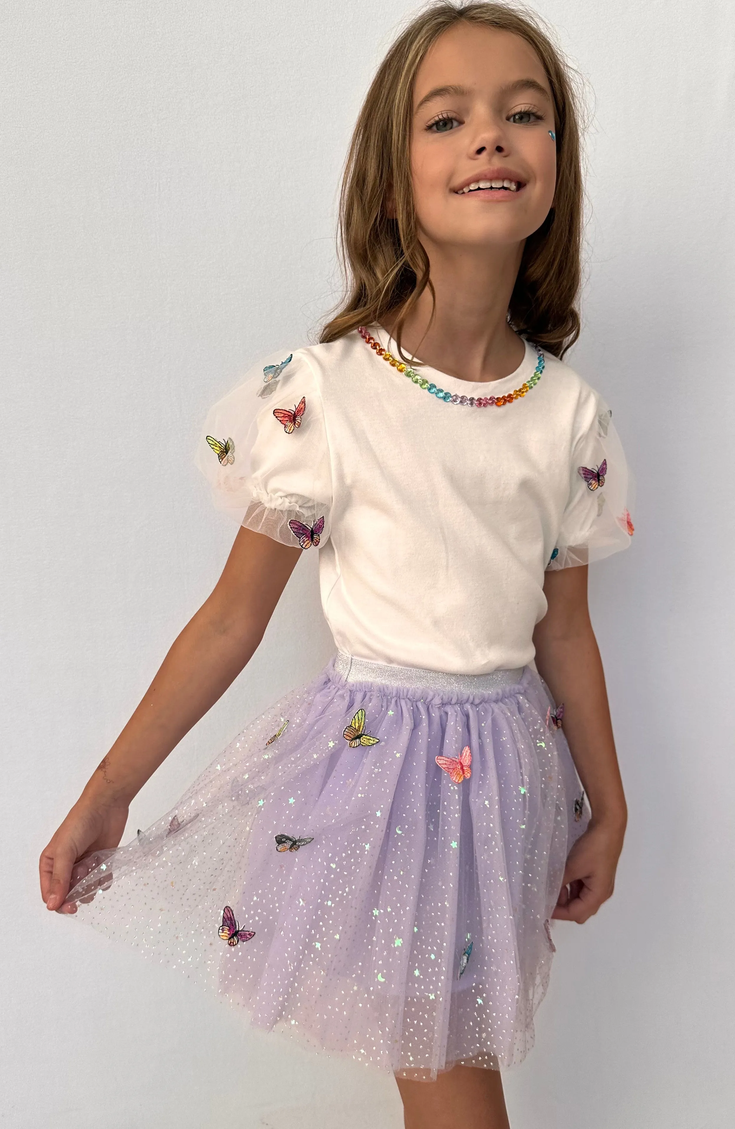 Rainbow Butterflies Tutu Skirt