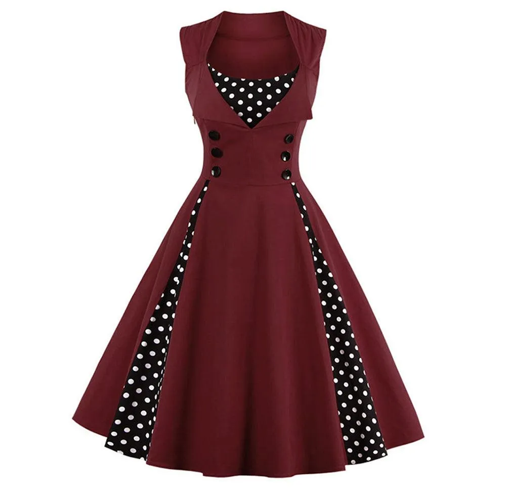 RETRO  POLKA DOT A-LINE DRESS