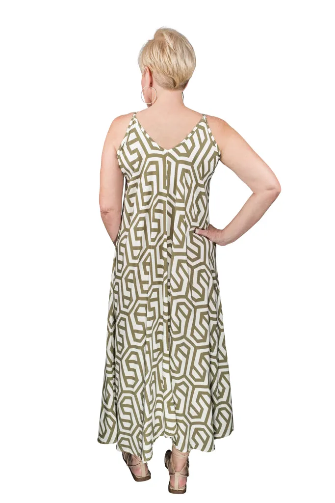 River Geo Viscose Slip Dress (DT111G)