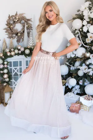 Rose Gold Tulle Maxi Skirt