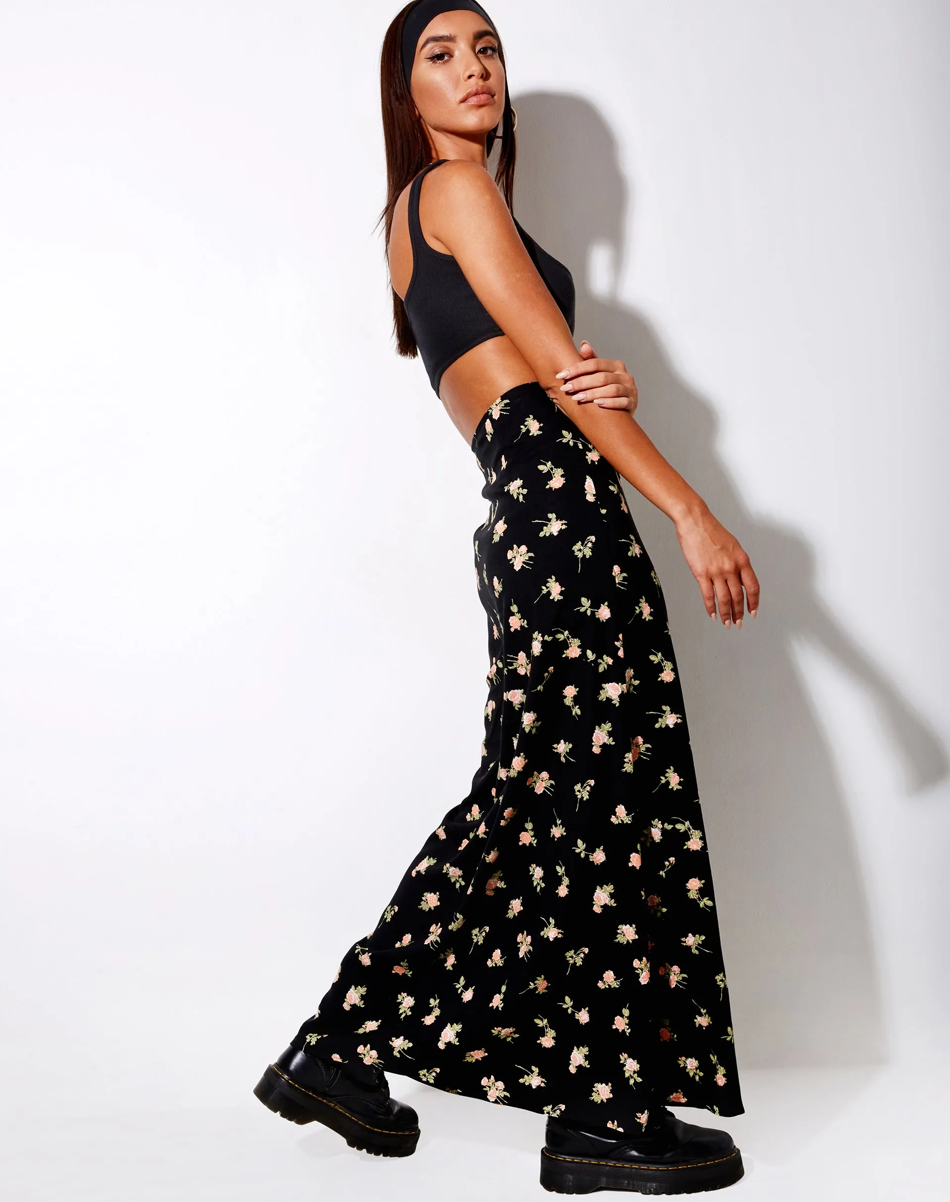 Sayan Maxi Skirt in Rose Garden Black