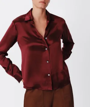 Silk Charmeuse Classic Shirt - Merlot