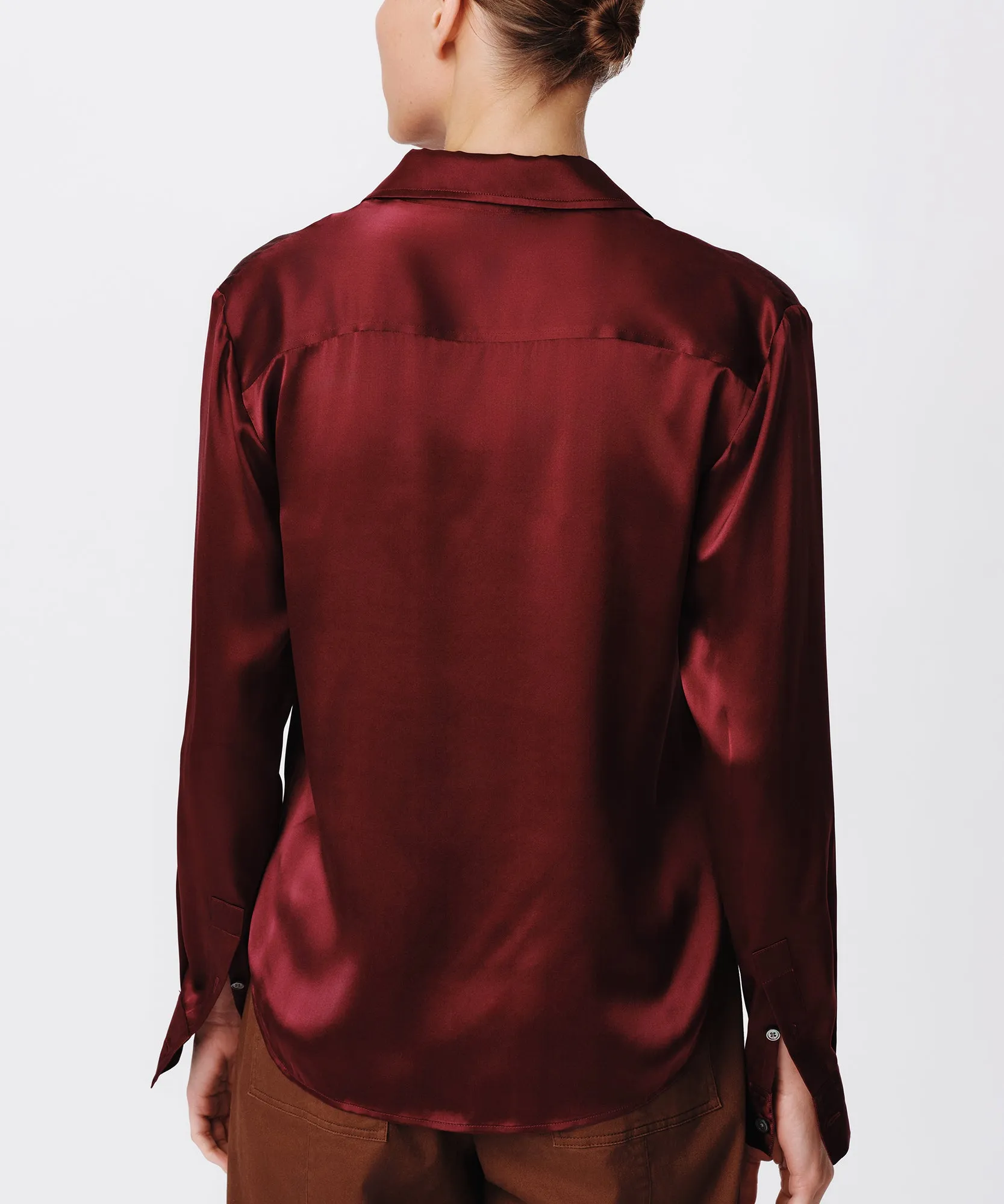 Silk Charmeuse Classic Shirt - Merlot