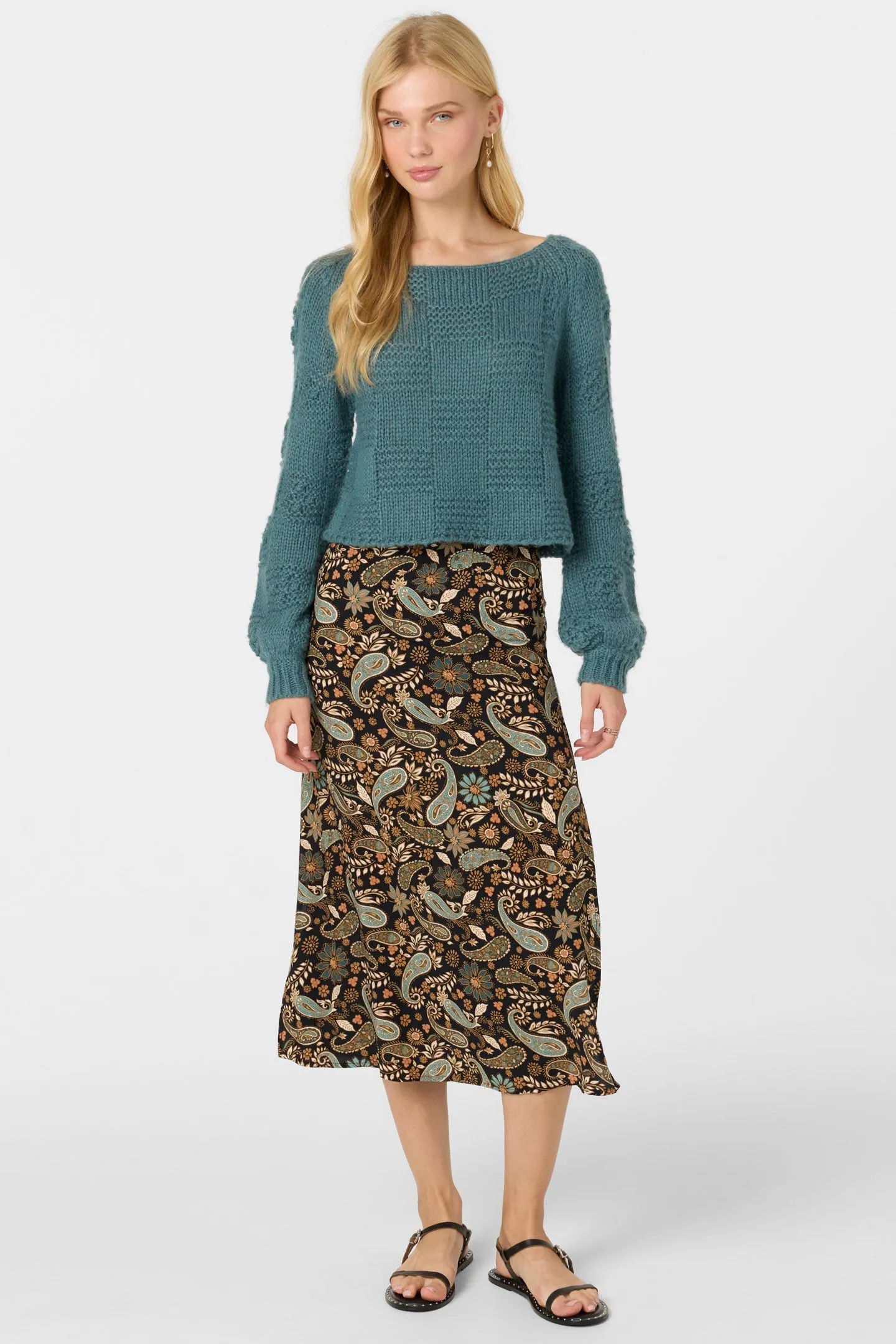 SUNNI ROSALIA PAISLEY MIDI SKIRT