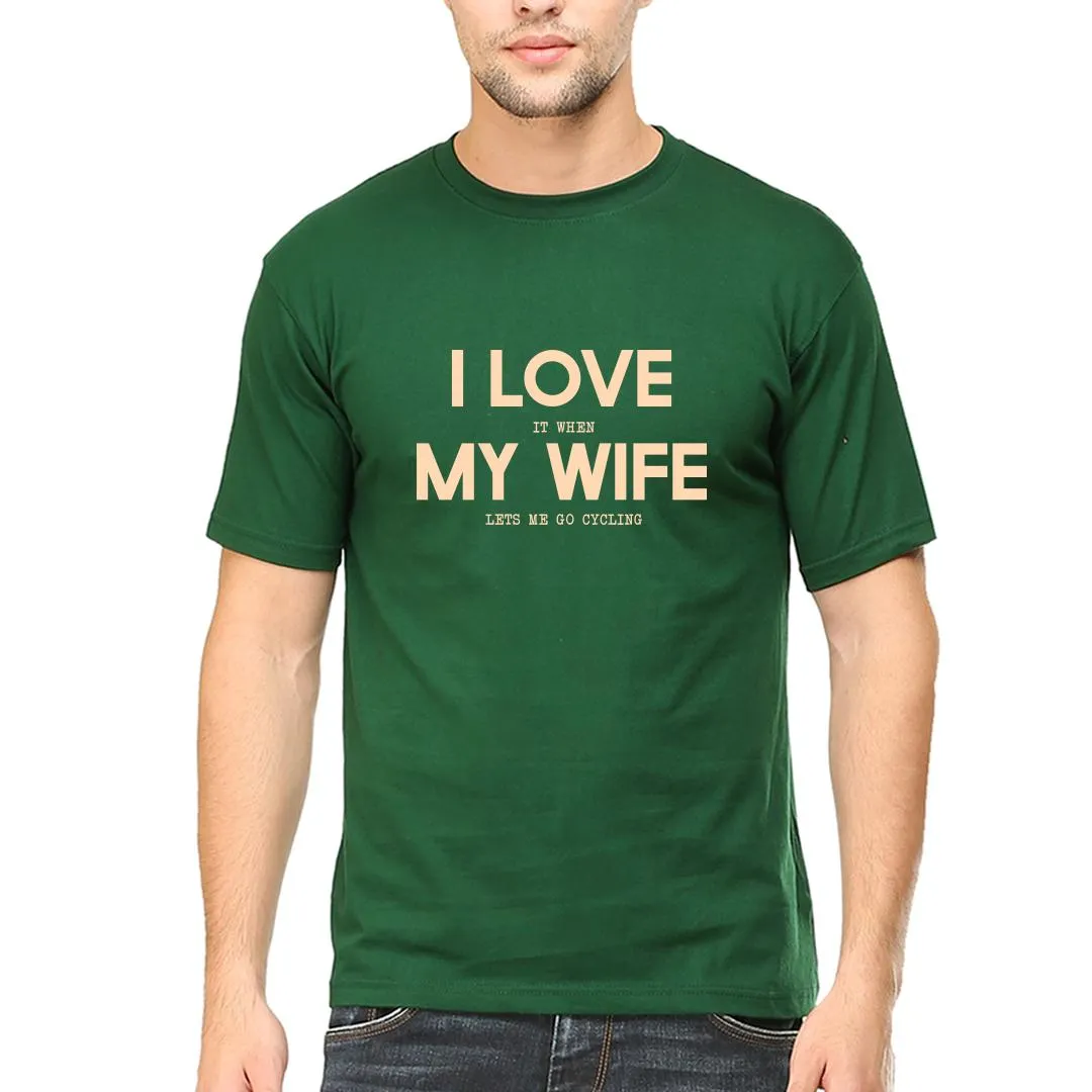 Swag Swami Men's I Love It When My Wife Lets Me Go Cycling  T-Shirt