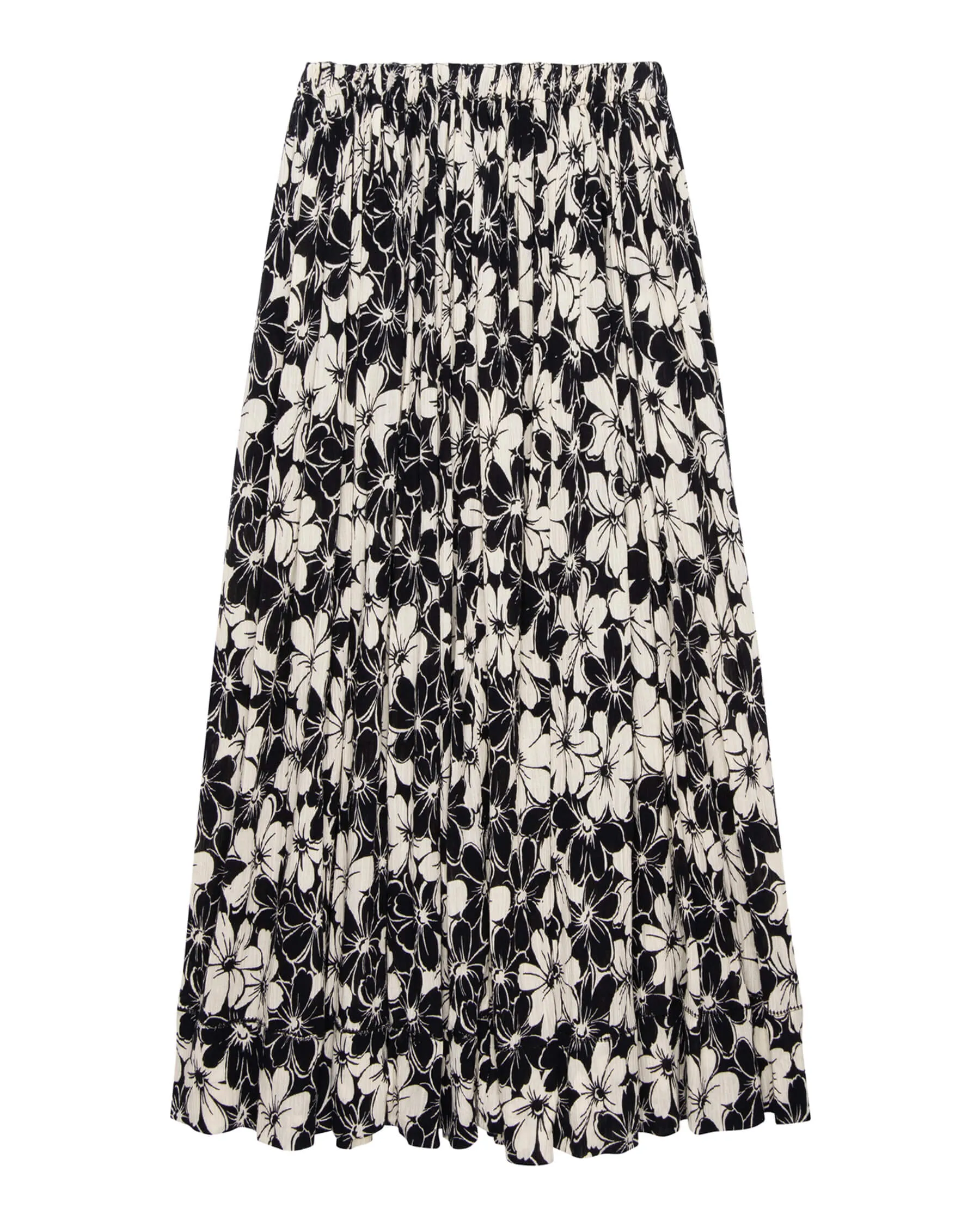 Sway Skirt ~ Black and Cream Hibiscus