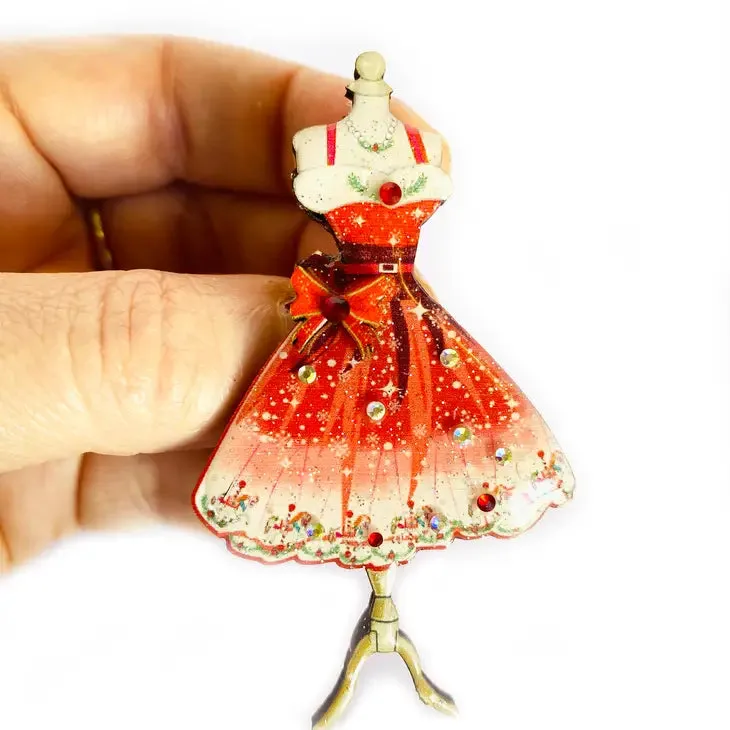 The 1950s Christmas Dress Brooch by Rosie Rose Parker