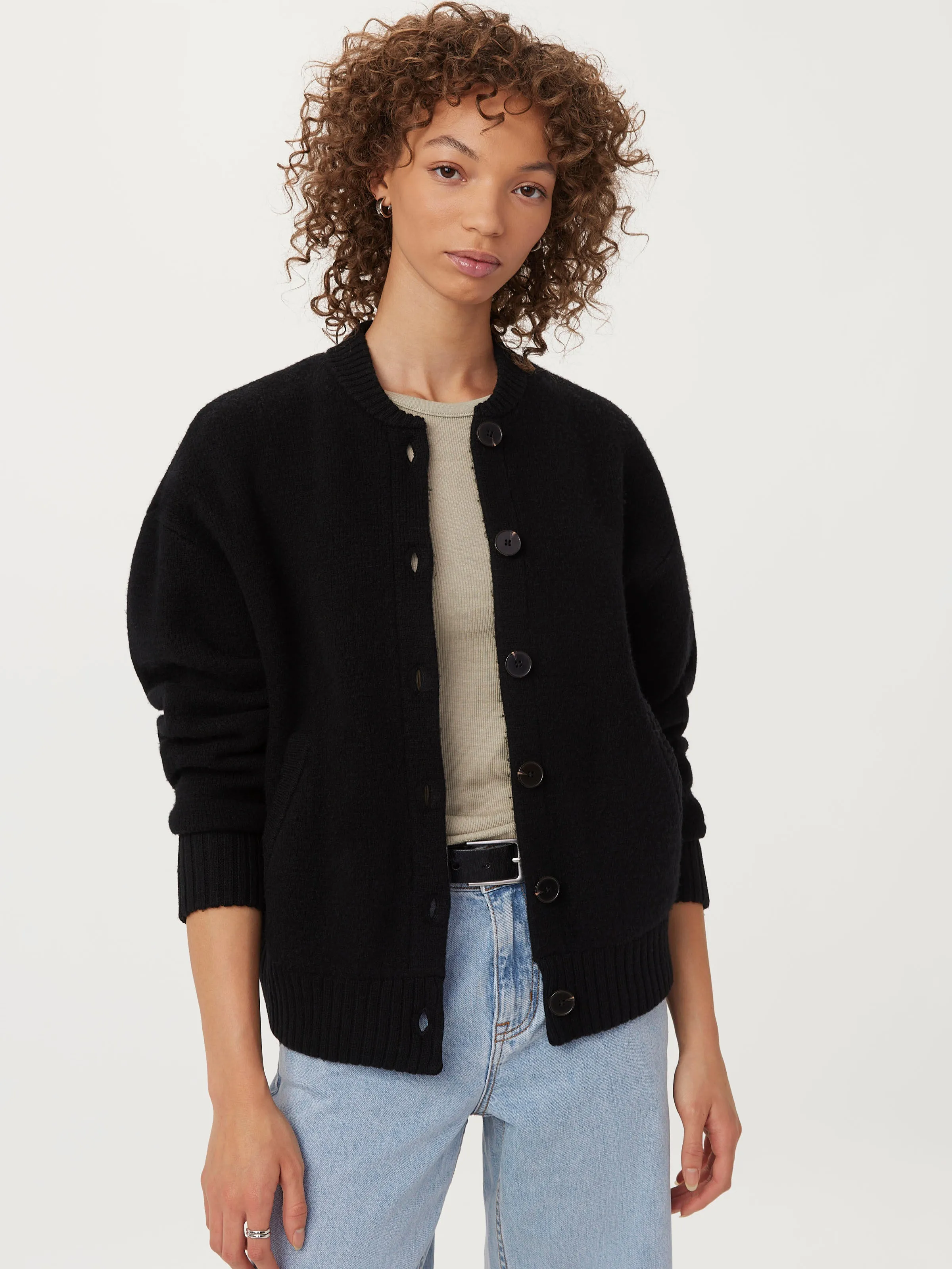 The Merino Wool Bomber  in Black