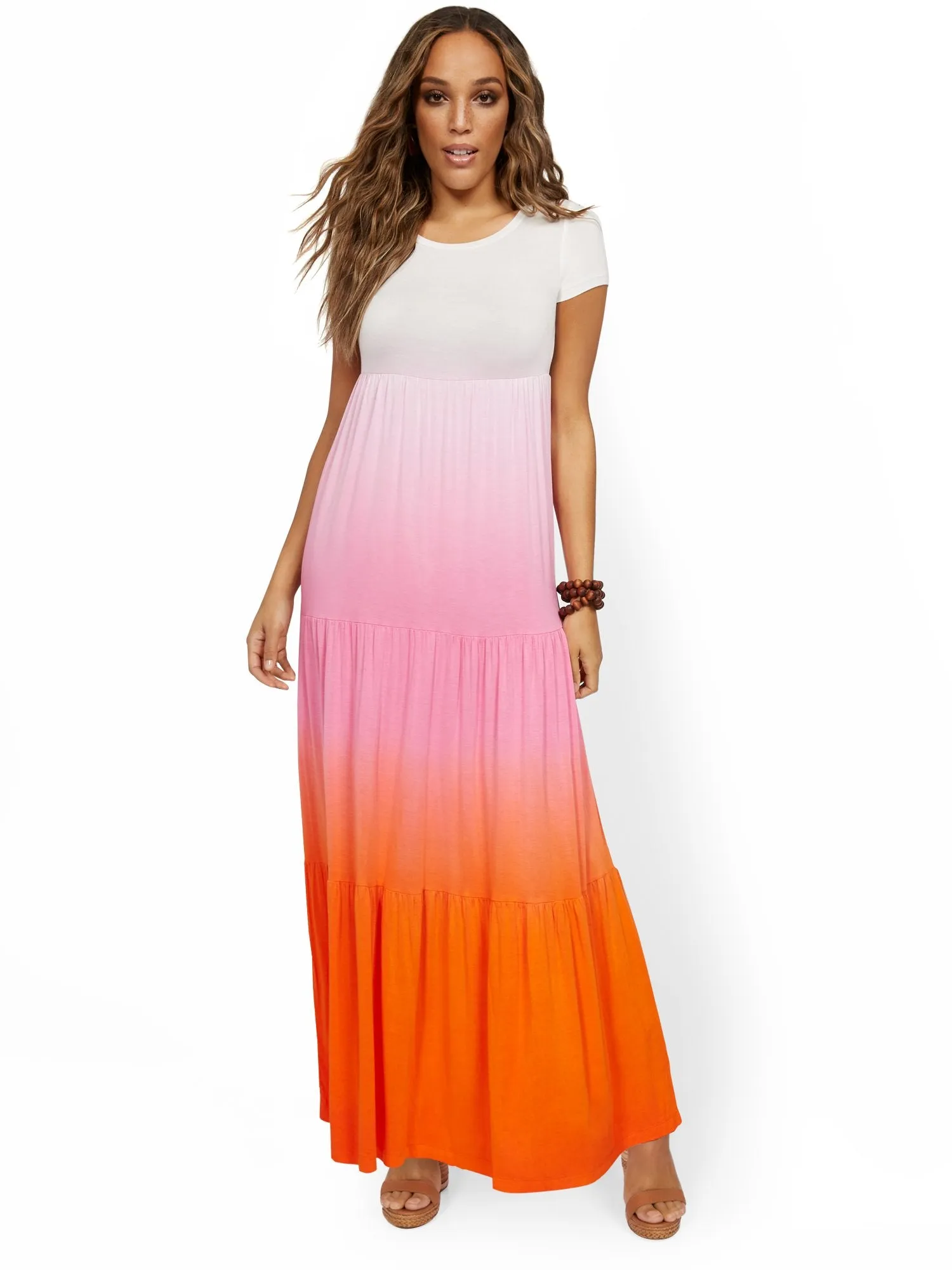 Tiered Ombre T-Shirt Maxi Dress