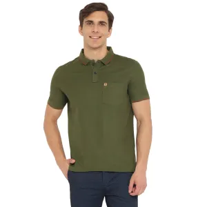 Turtle Men Essentials Olive Solid Polo Neck T-Shirts