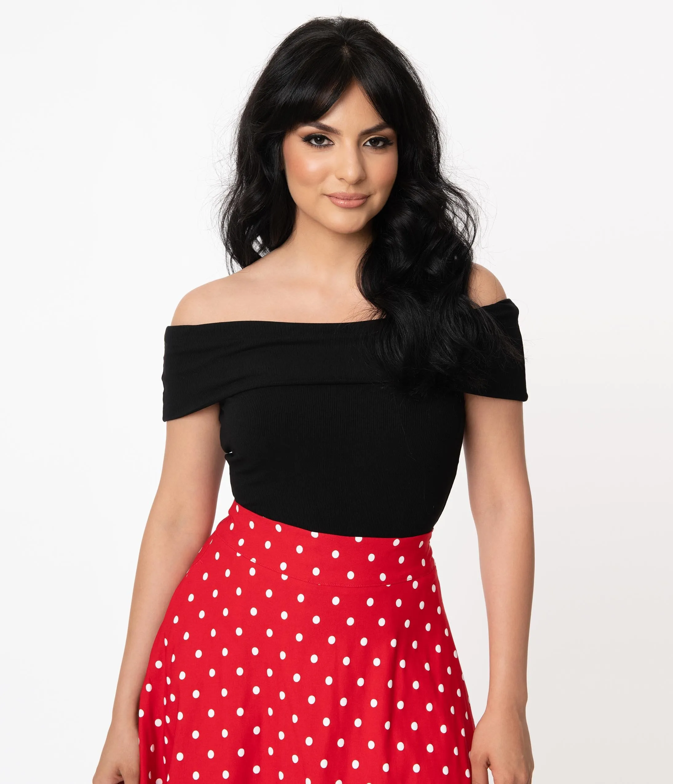 Unique Vintage Black Off The Shoulder Imogen Top