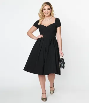 Unique Vintage Black Sweetheart Midge Swing Dress