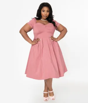 Unique Vintage Plus Size 1950s Rose Sweetheart Midge Swing Dress