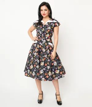 Unique Vintage Sugar Skulls Hedda Swing Dress