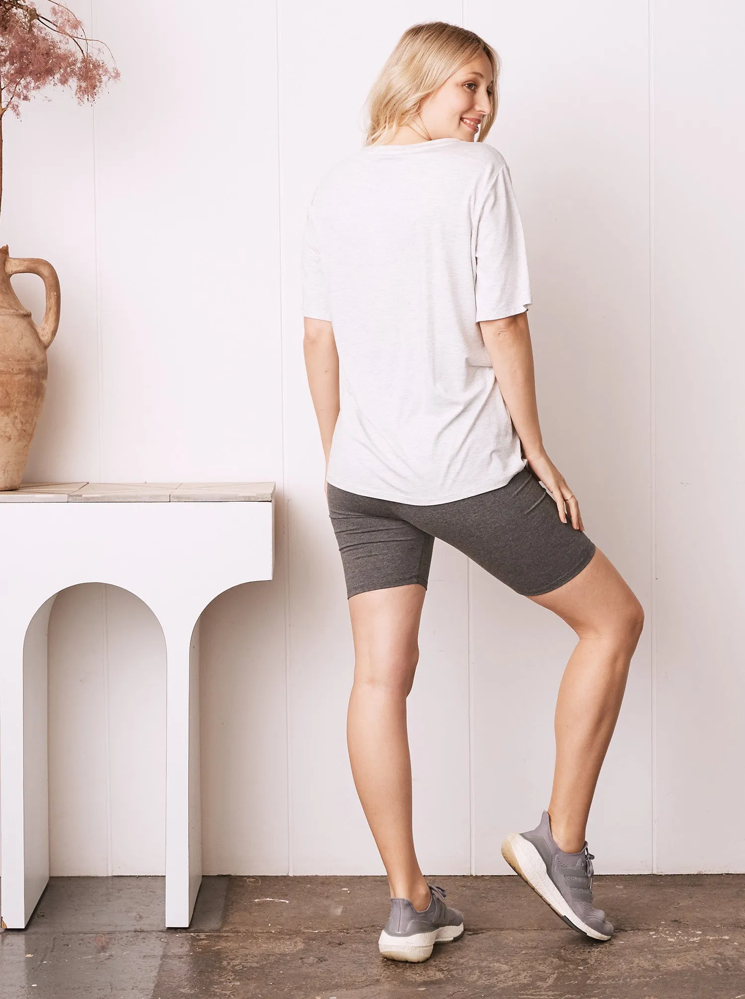 Versatile Cotton Maternity Shorts - Charcoal