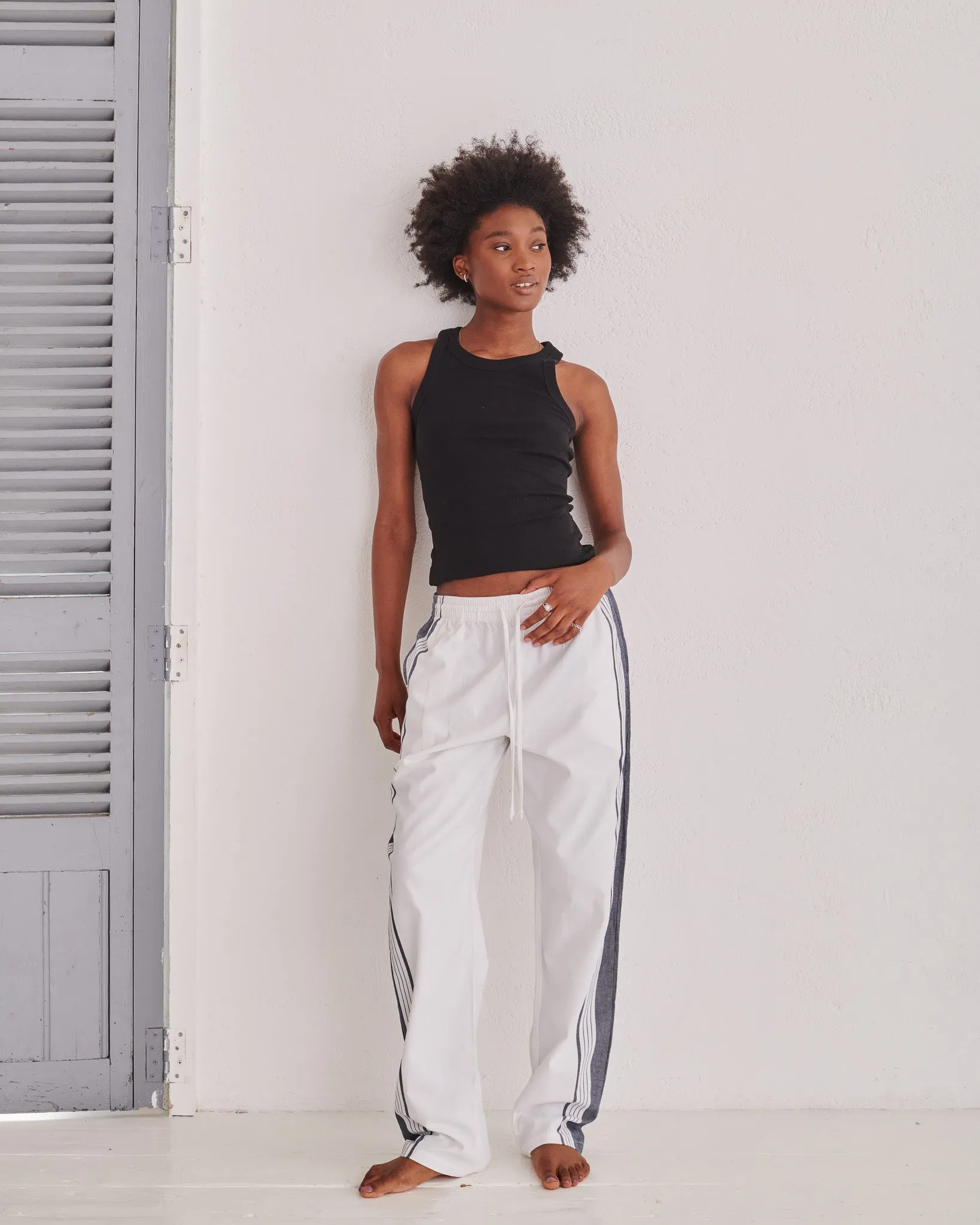 White & Navy Classic Lounge Pants