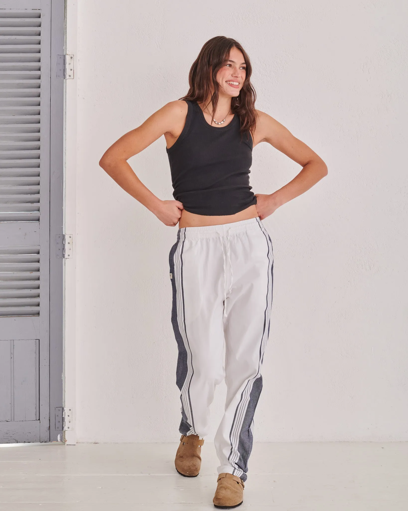 White & Navy Classic Lounge Pants