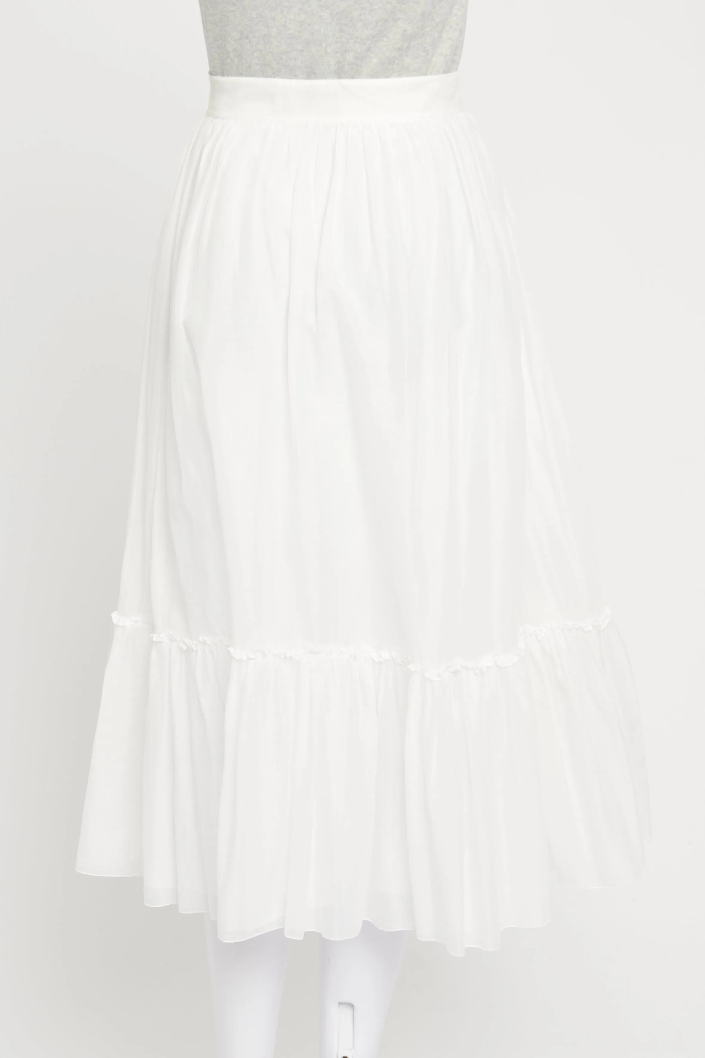 White Tiered Preowned Midi Skirt