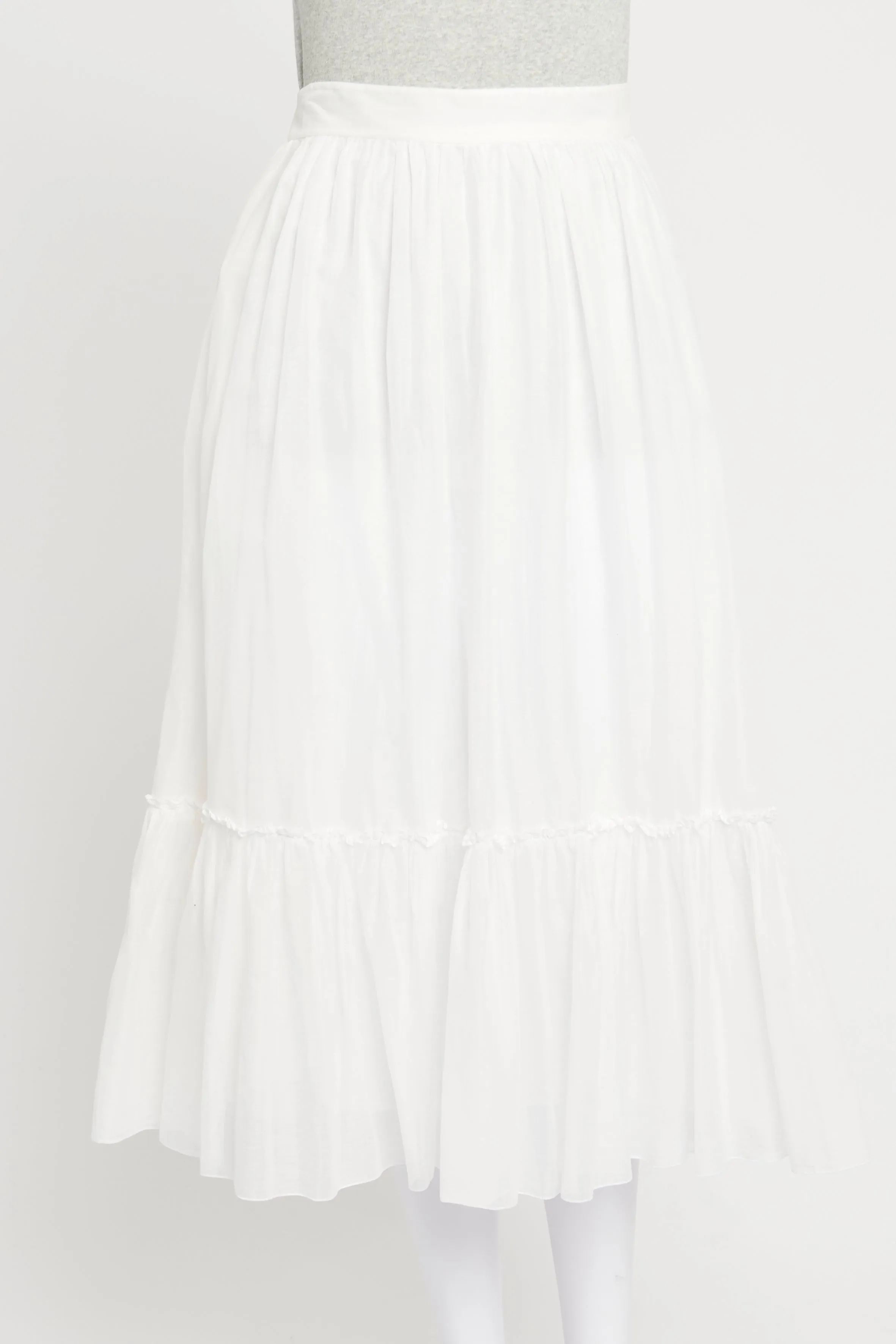 White Tiered Preowned Midi Skirt