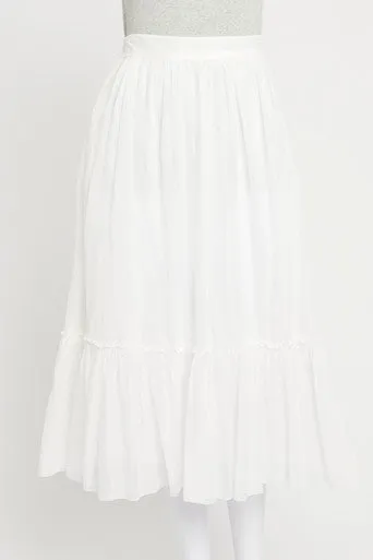 White Tiered Preowned Midi Skirt