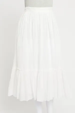 White Tiered Preowned Midi Skirt