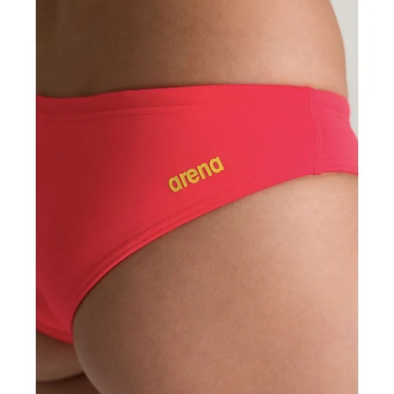 WOMEN'S UNIQUE BRIEF BIKINI BOTTOM - FLUO RED/YELLOW STAR