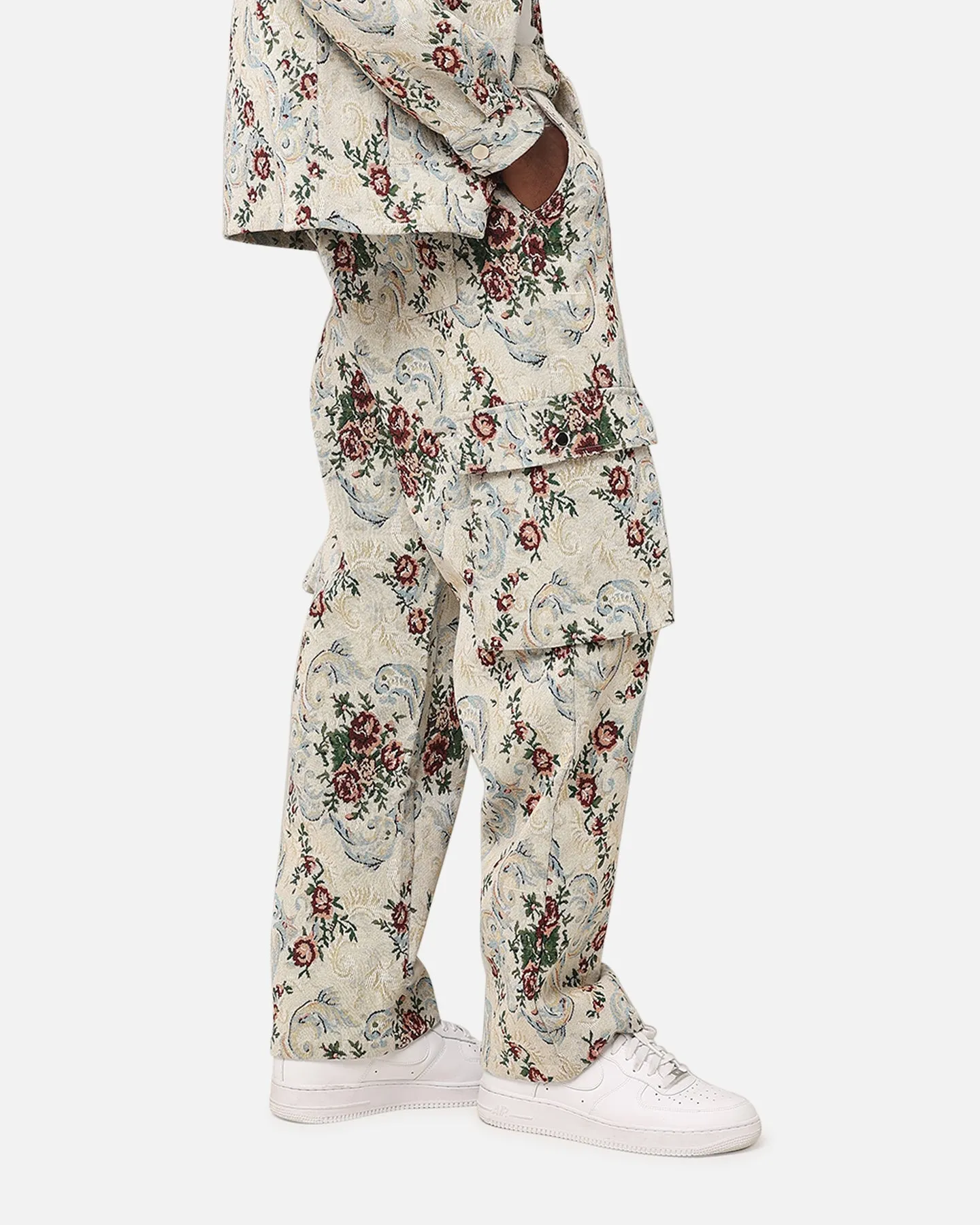 XXIII Floral Jacquard Cargo Pant White Antique