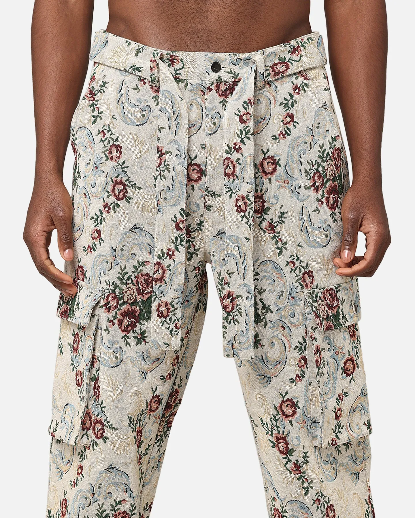 XXIII Floral Jacquard Cargo Pant White Antique