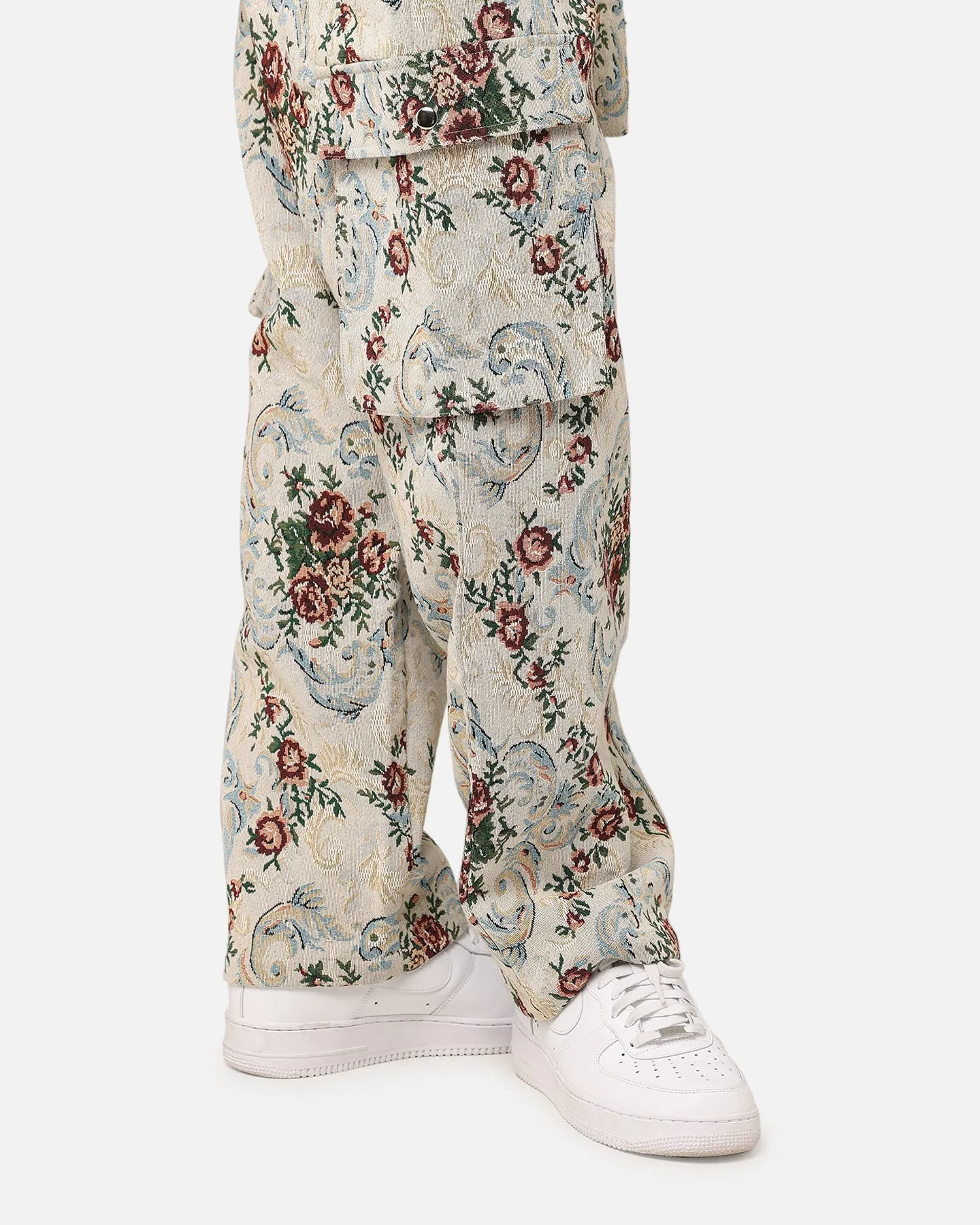 XXIII Floral Jacquard Cargo Pant White Antique