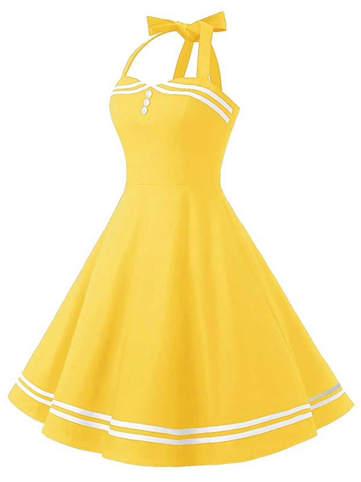 Yellow 1950s Halter Swing Dress